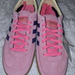 Adidas Women's Pink and Blue Suede Sneakers